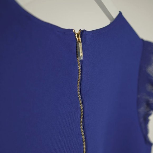 Ted Baker Royal Blue Frill Ponte-Knit Top - Picture 5 of 9